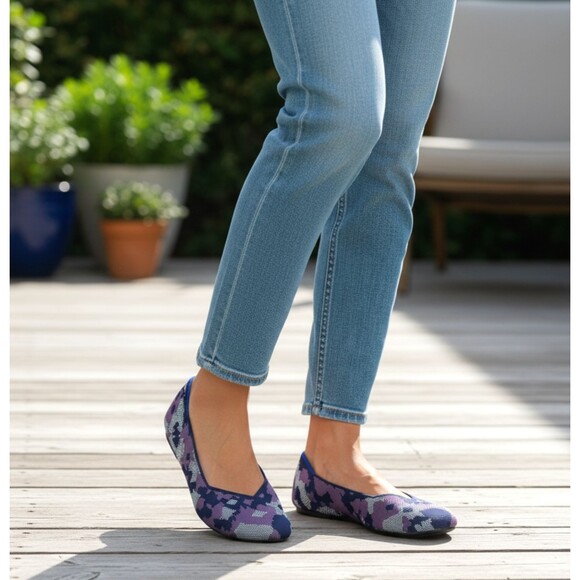 Rothy’s Shoes - Rothy’s The Flat 11.5 Violet Botanicamo Camo Knit Ballet Shoe Gray Purple Retire